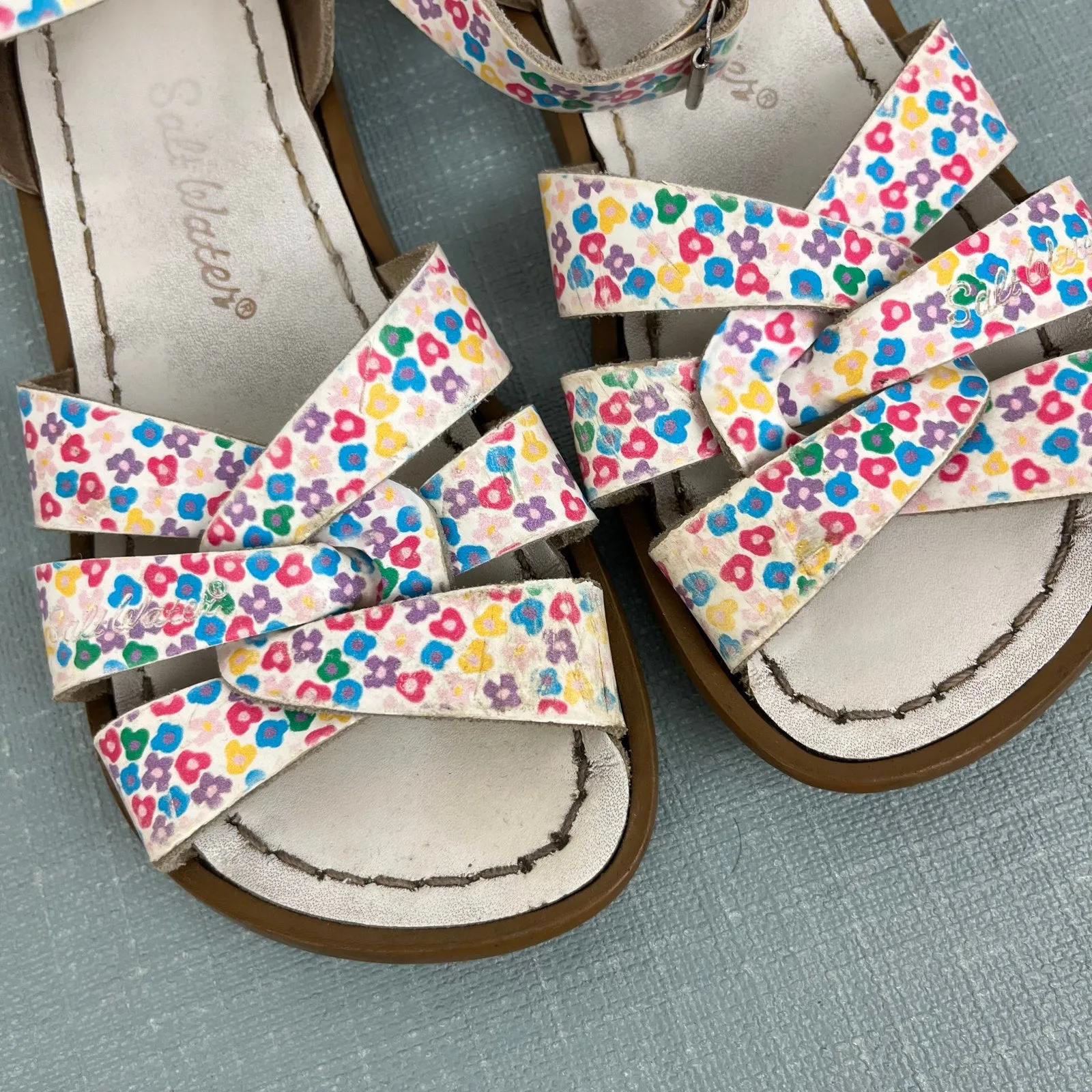 Flash Sale Salt Water Original Girls Floral Leather Sandals 13  Dont Miss Out!