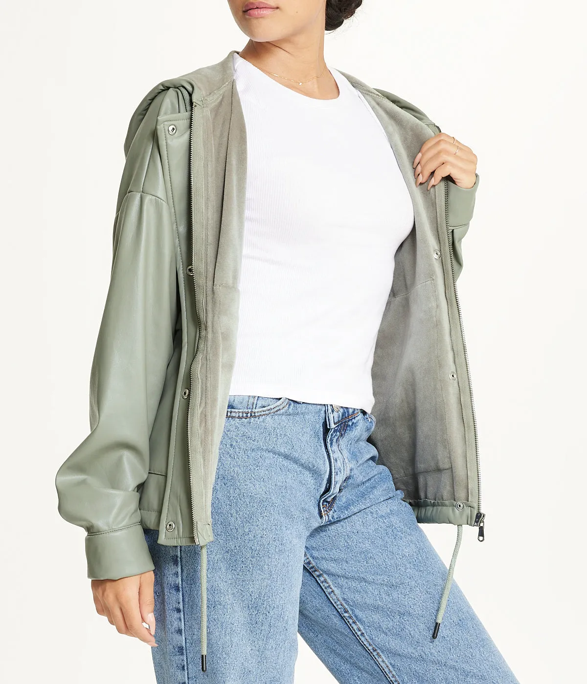 Flash Sale Vegan Leather Button Front Jacket  Today Only!