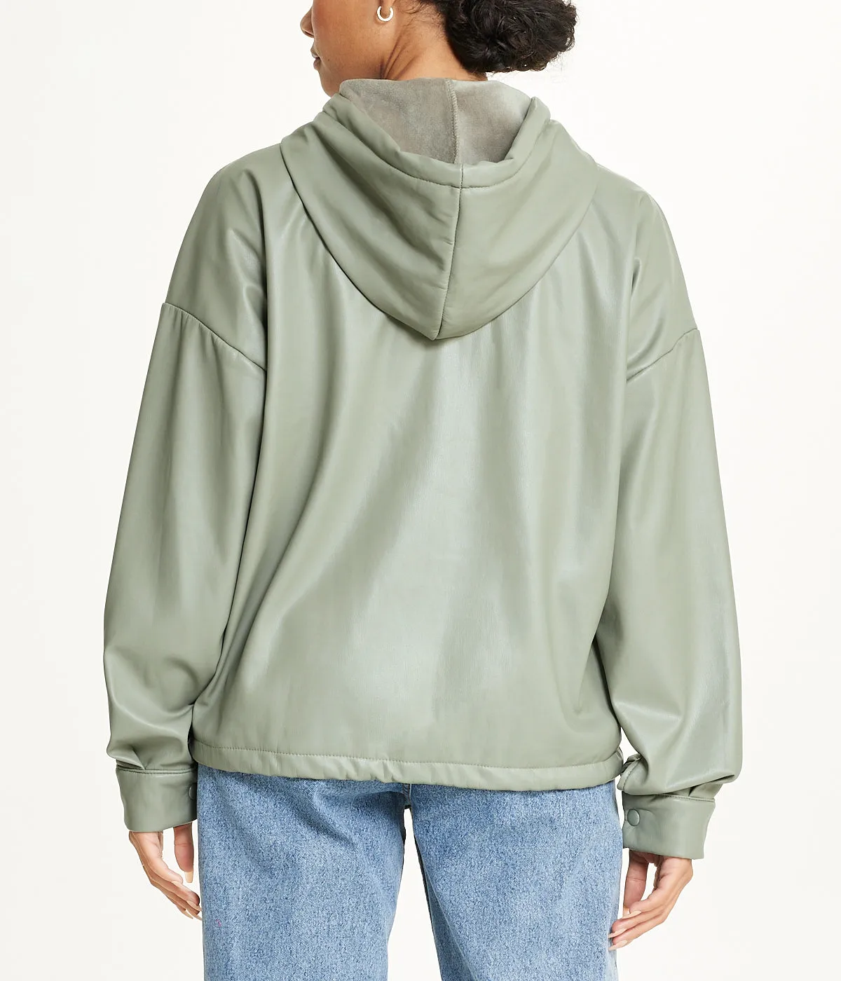 Flash Sale Vegan Leather Button Front Jacket  Today Only!