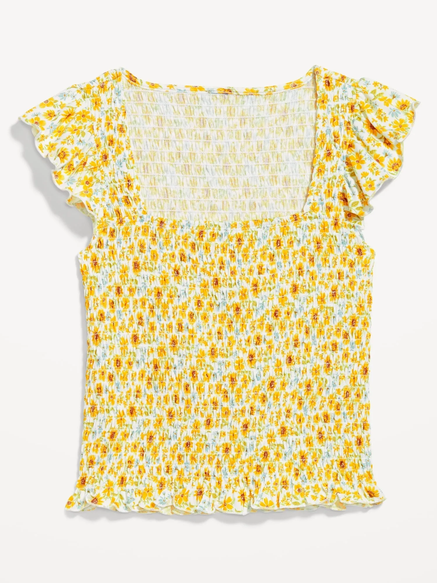 Flutter-Sleeve Smocked Top