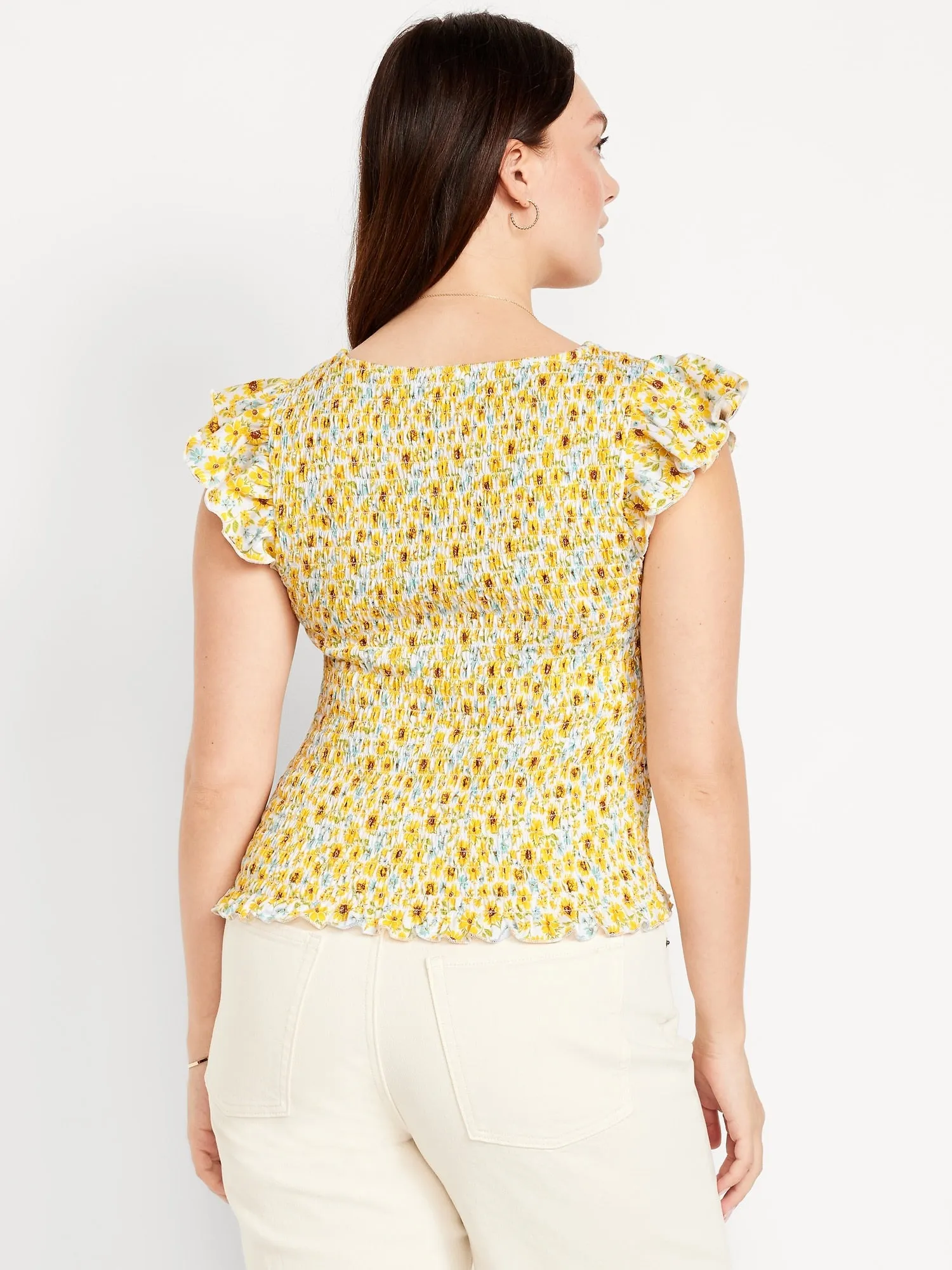 Flutter-Sleeve Smocked Top
