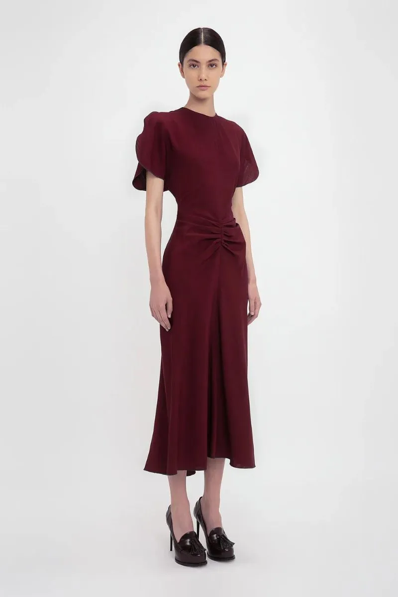 Gathered Waist Midi Dress