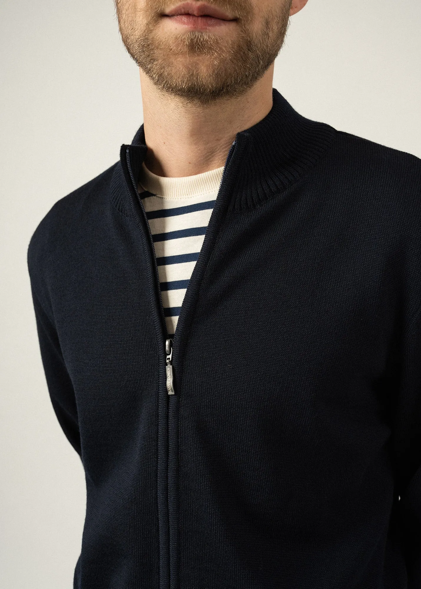 Gilet zipp Colorado - en laine mrinos (NAVY/GRIS)