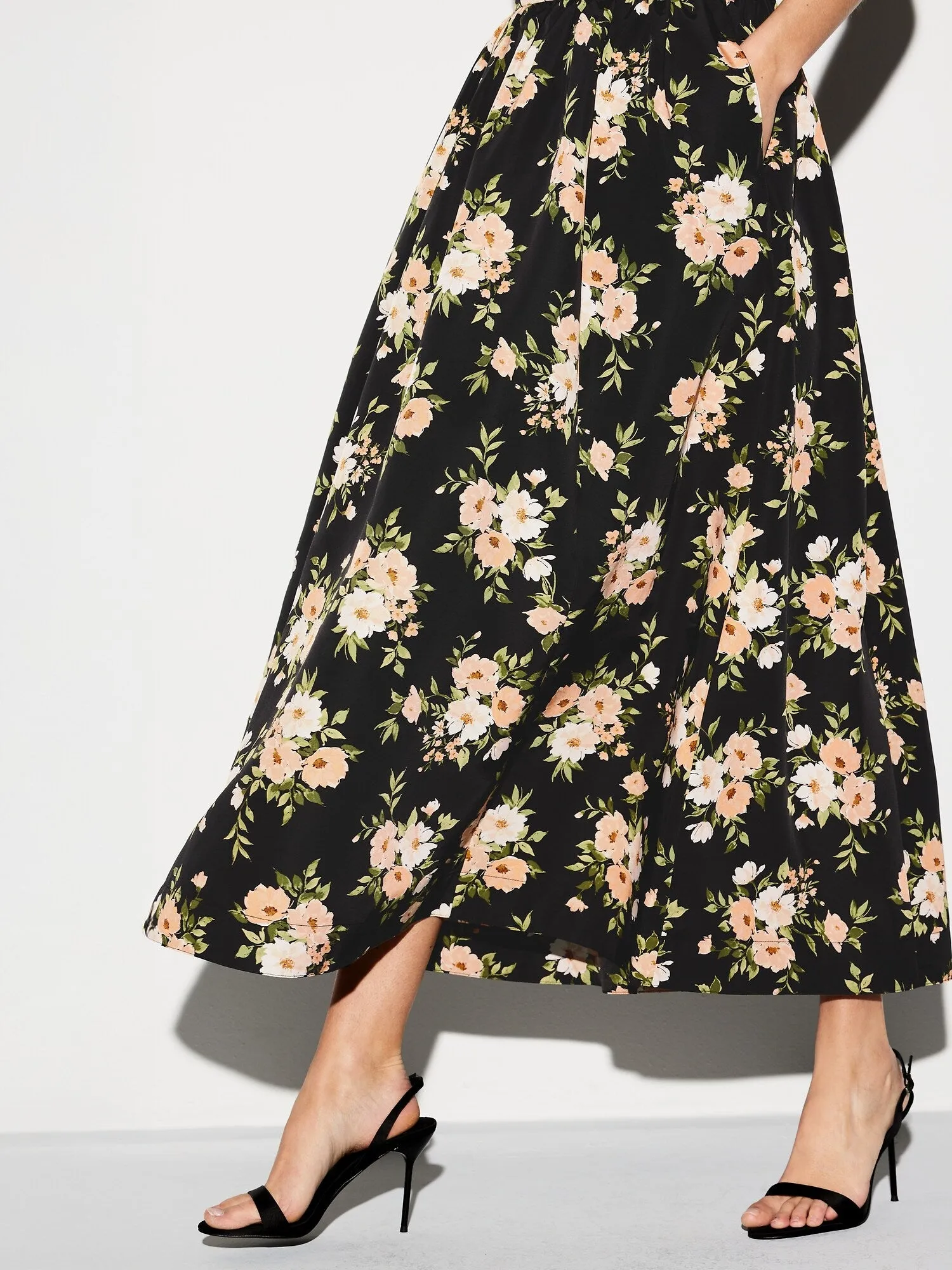 High-Waisted A-Line Midi Skirt