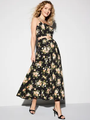High-Waisted A-Line Midi Skirt