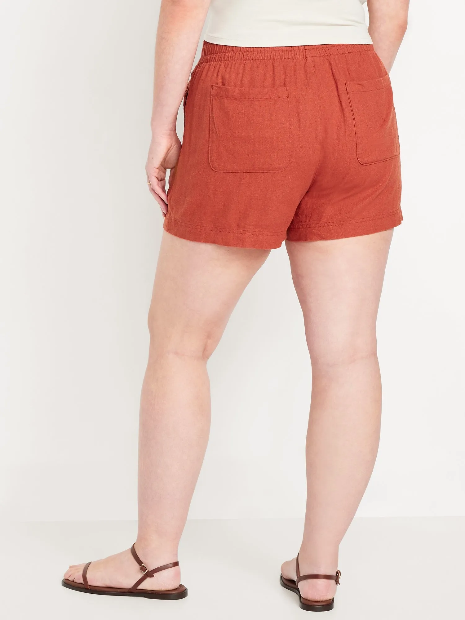 High-Waisted Linen-Blend Shorts -- 3.5-inch inseam