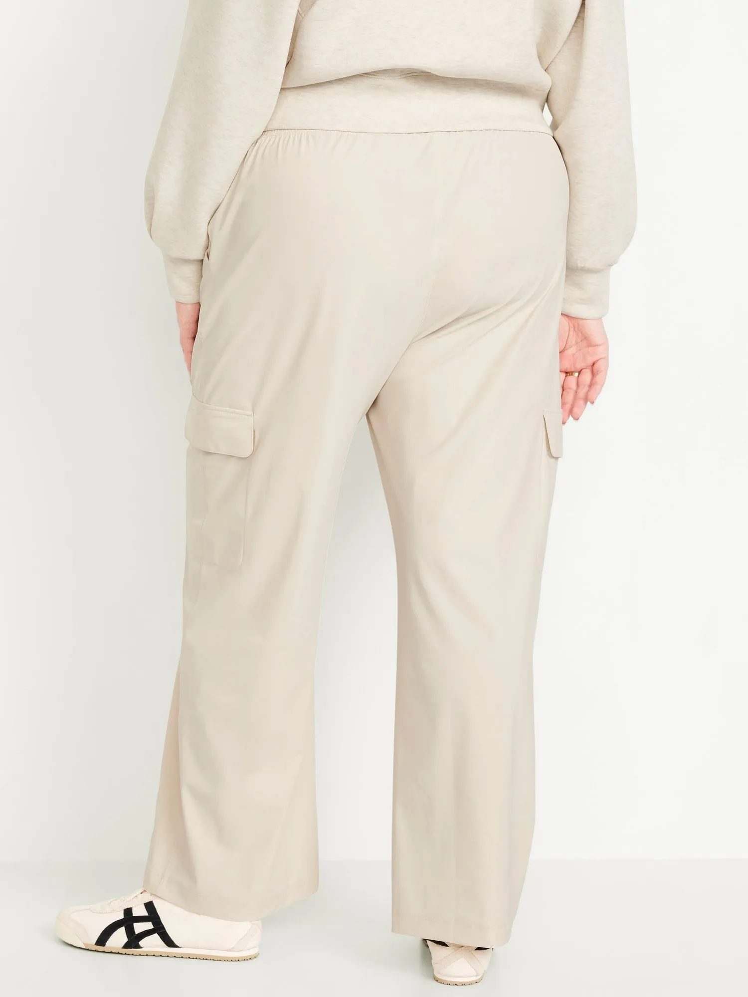 High-Waisted SleekTech Wide-Leg Cargo Pants