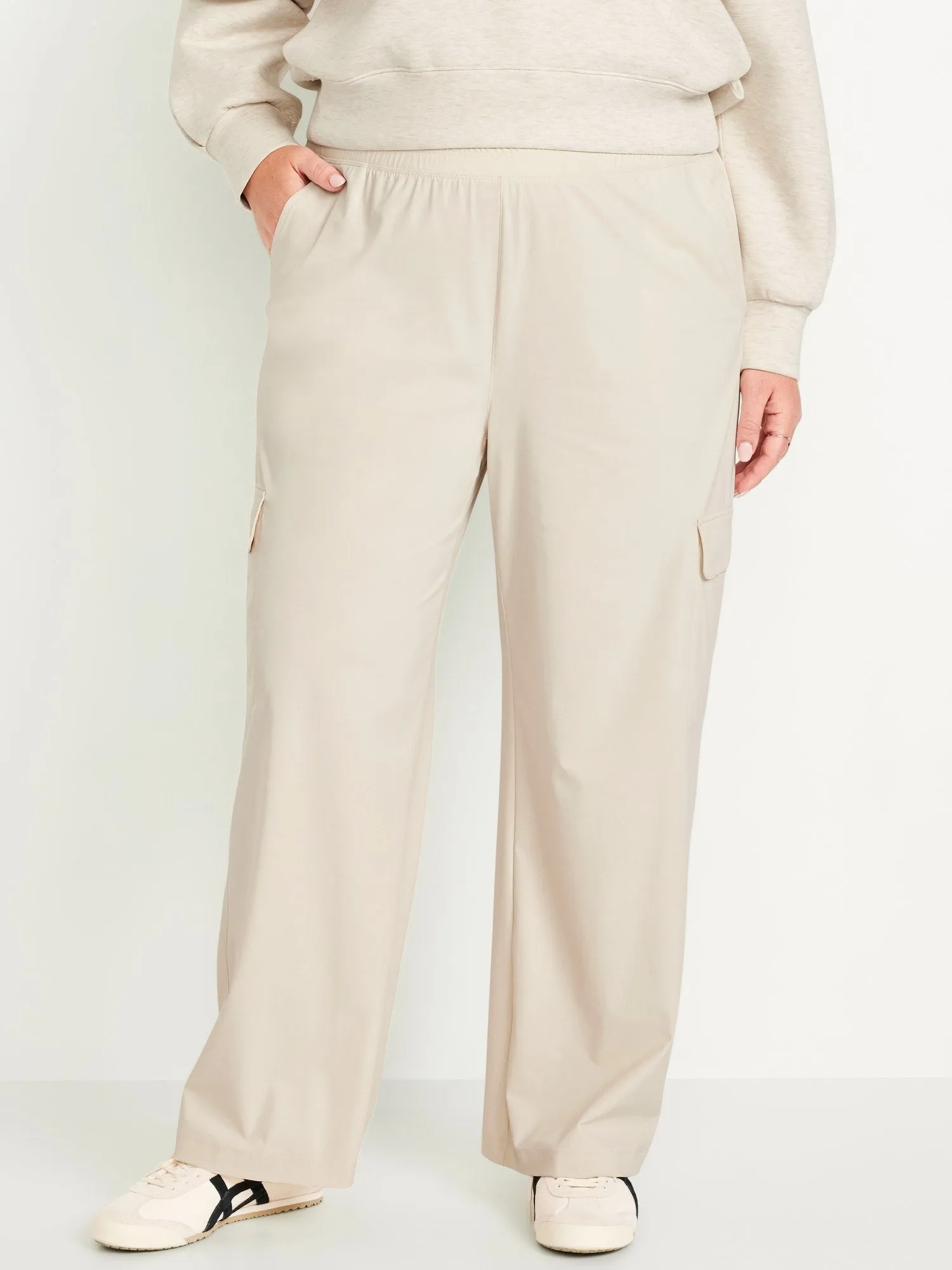High-Waisted SleekTech Wide-Leg Cargo Pants