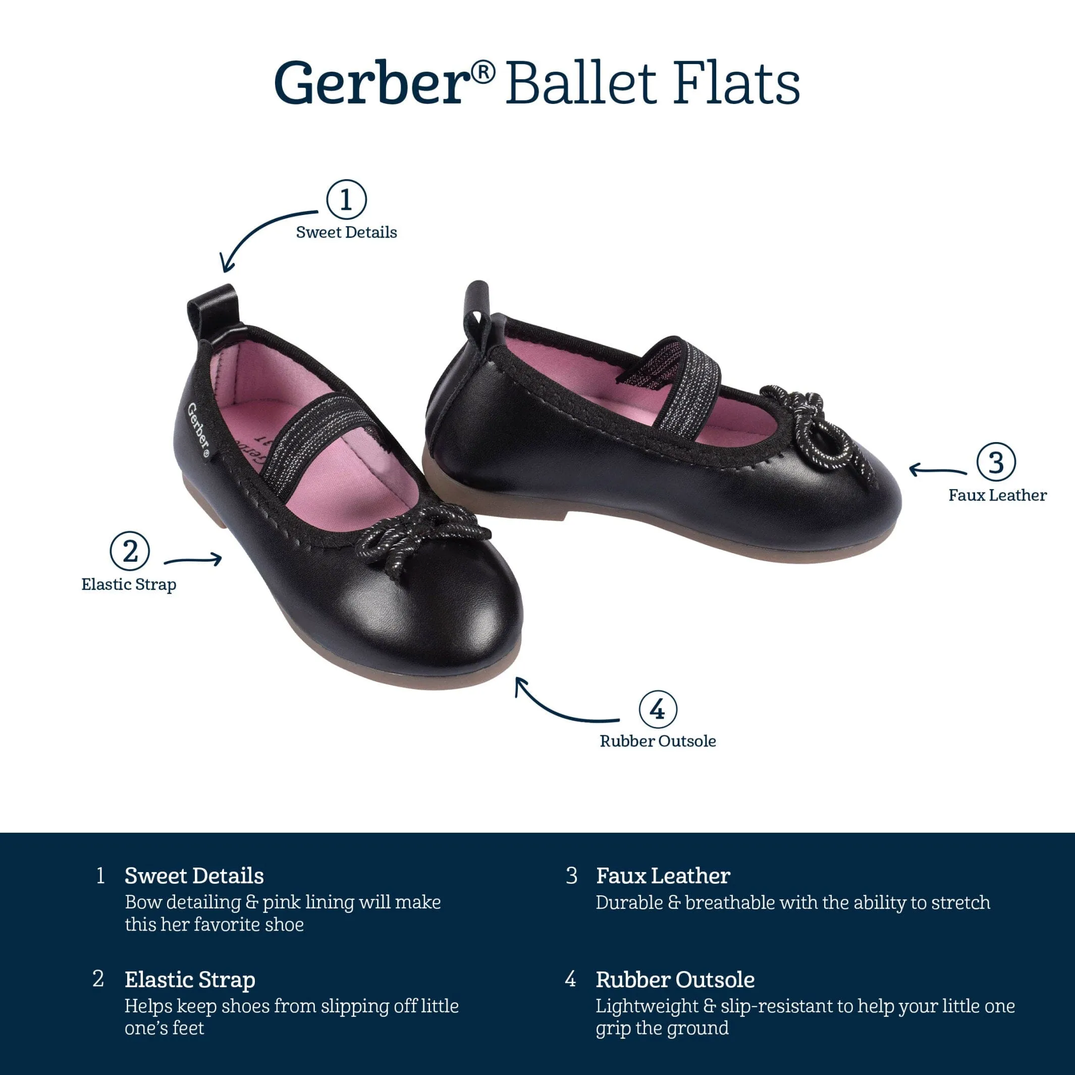 Infant & Toddler Girls Black Ballet Slipper Gerber Childrenswea