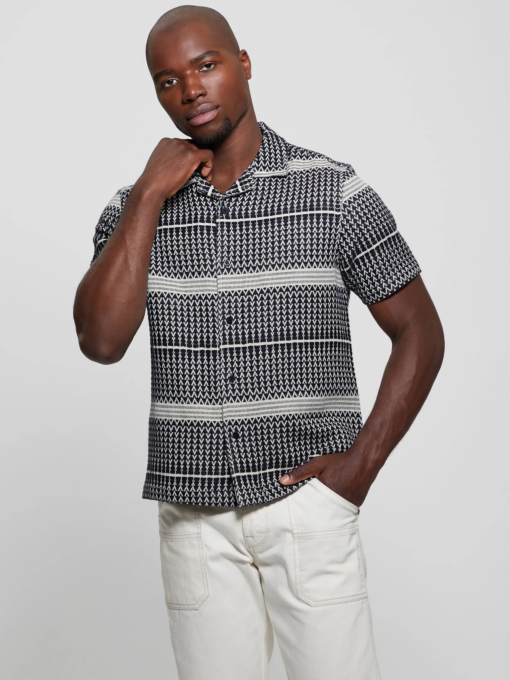Insta-Worthy Arrow Jacquard Short Sleeve Shirt  Limited Release!