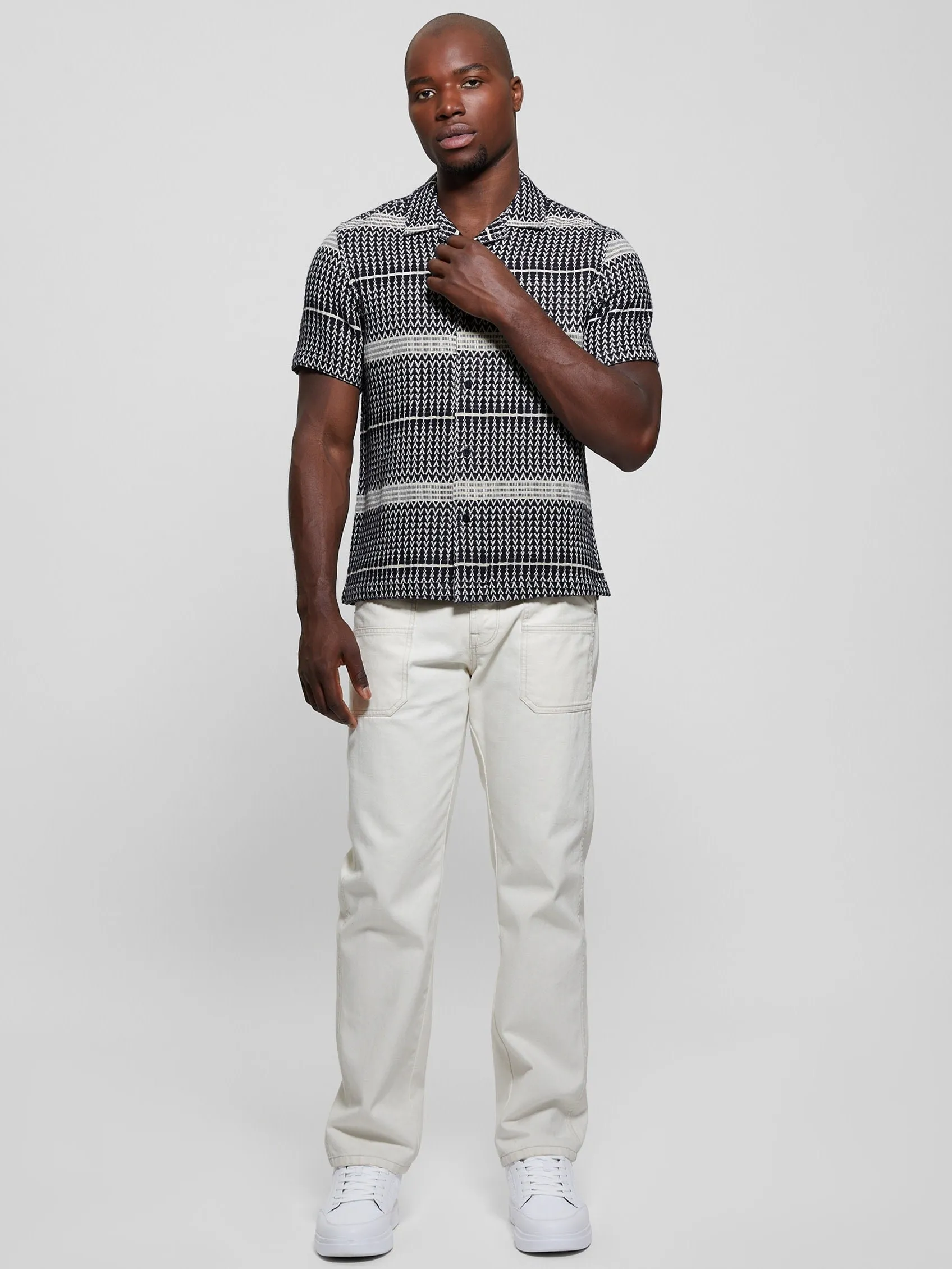 Insta-Worthy Arrow Jacquard Short Sleeve Shirt  Limited Release!