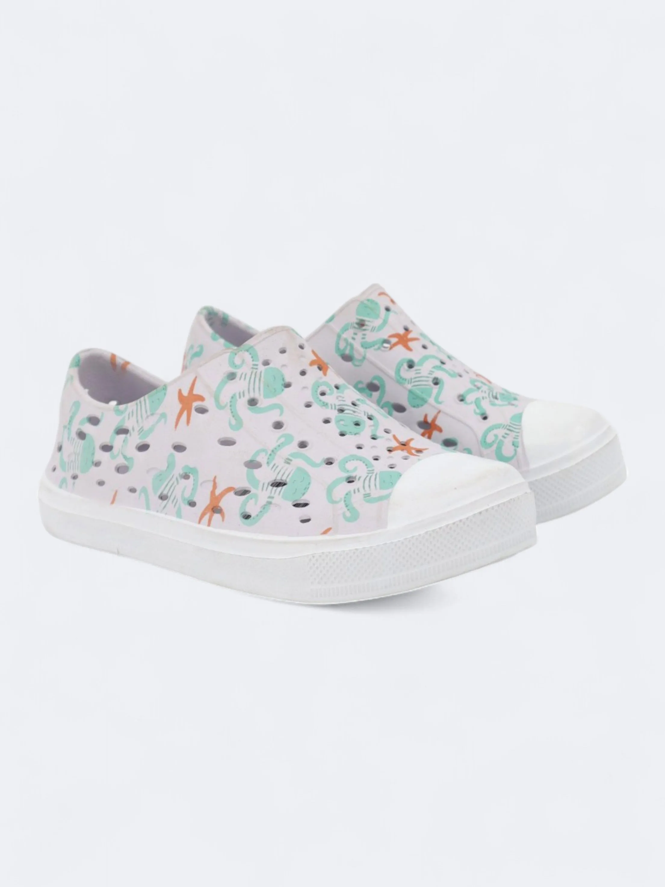 Kid's Boy's Graphic Printed Slippers,White