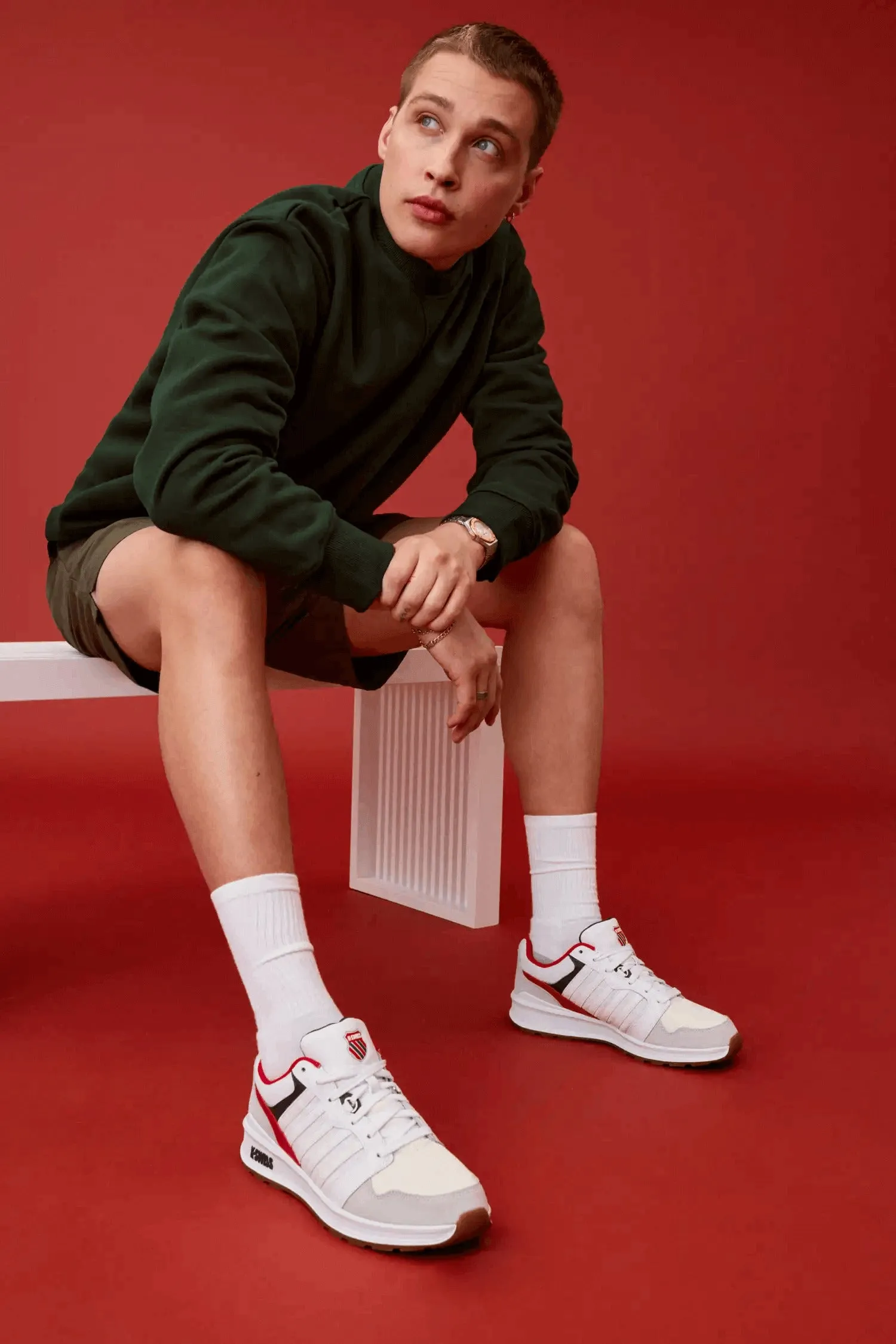 K.SWISS 09079-162-M | RIVAL TRAINER T | WHITE/CORPORATE/GUM