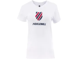 K.SWISS 194432-114 | WOMENS PICKLEBALL T-SHIRT | WHITE/BLUE/RED