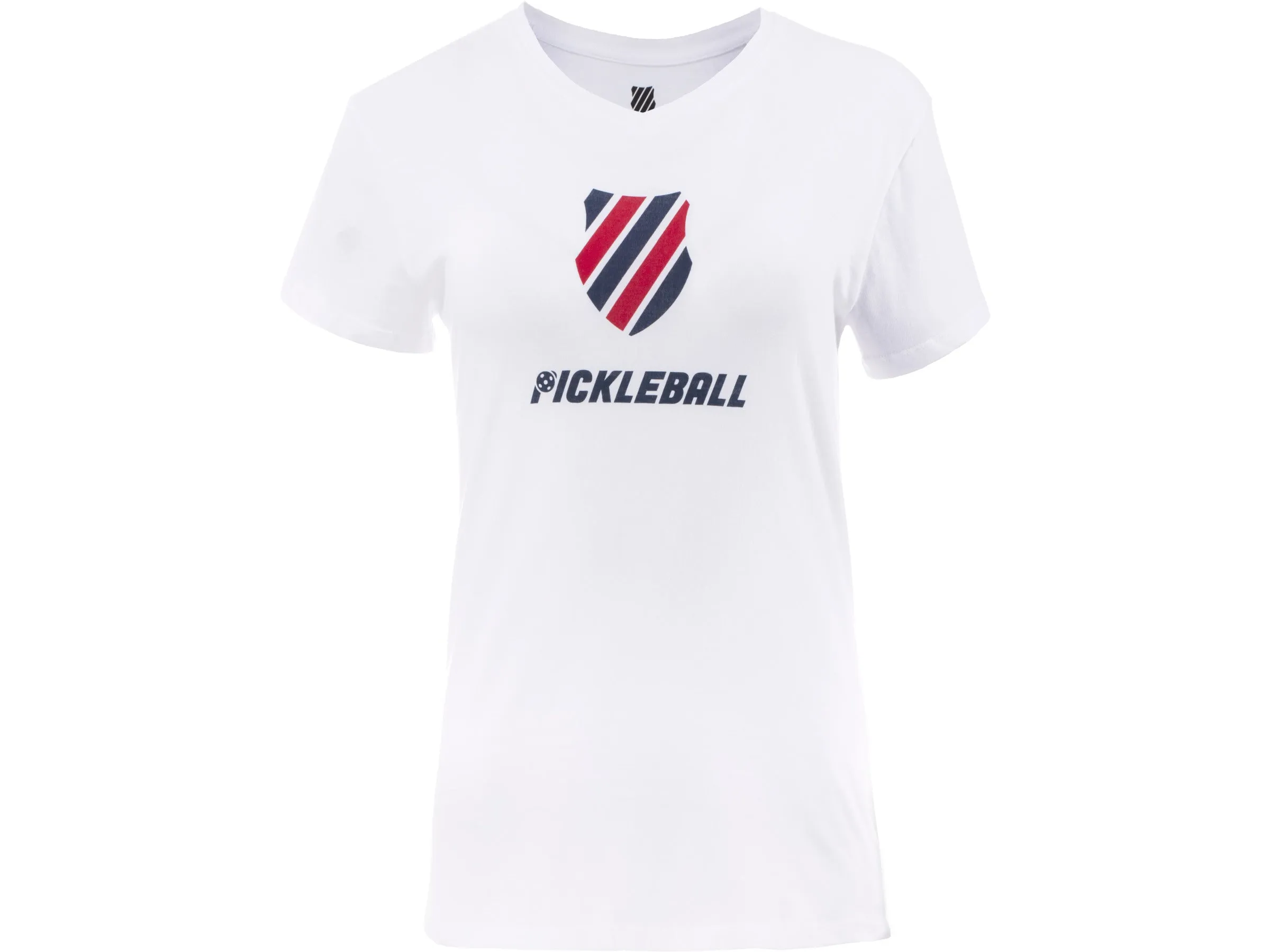 K.SWISS 194432-114 | WOMENS PICKLEBALL T-SHIRT | WHITE/BLUE/RED