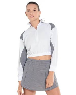 K.SWISS 197711-102 | CROP 1/4 ZIP L/S | WHITE/BLACK