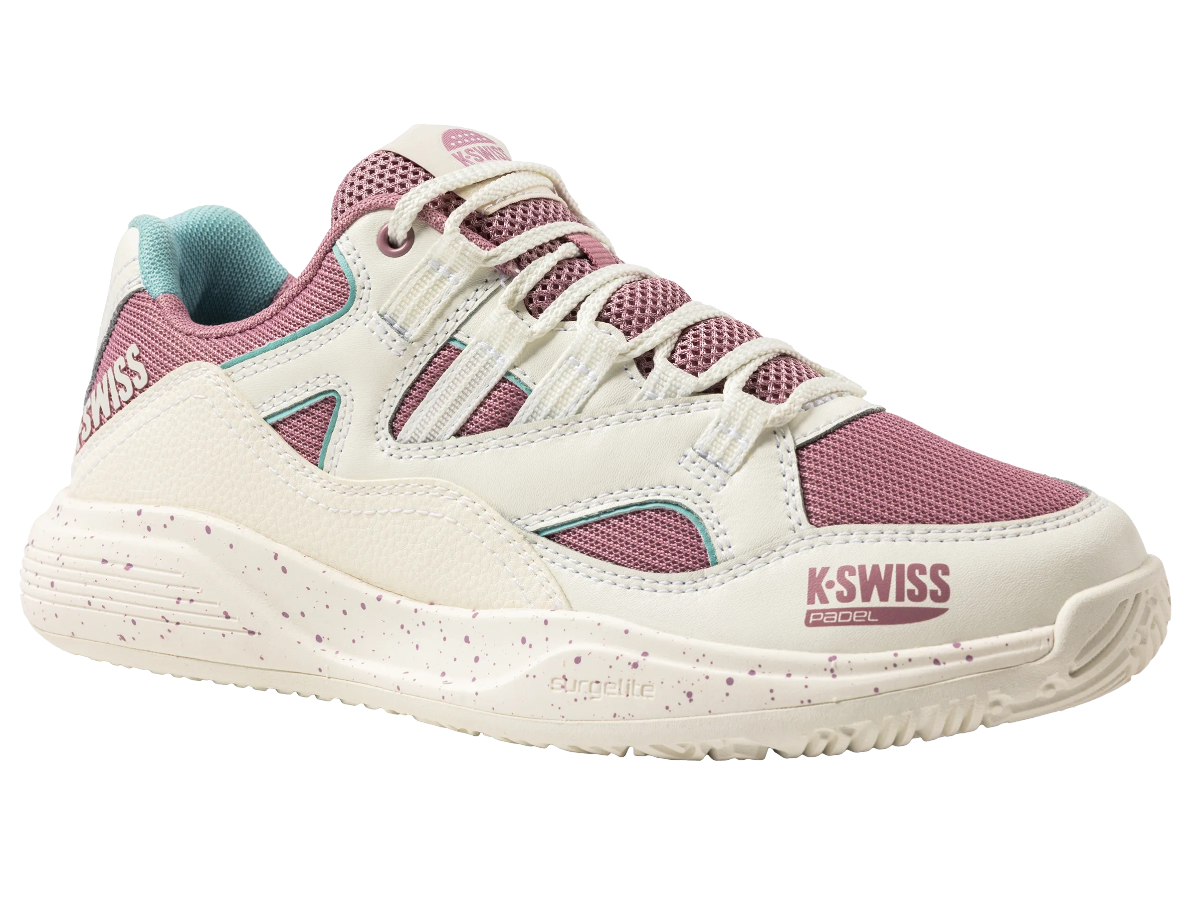 K.SWISS 94435-966-M | TURA TEAM PADEL | SNOW WHITE/LILAS/PASTEL TURQUOISE