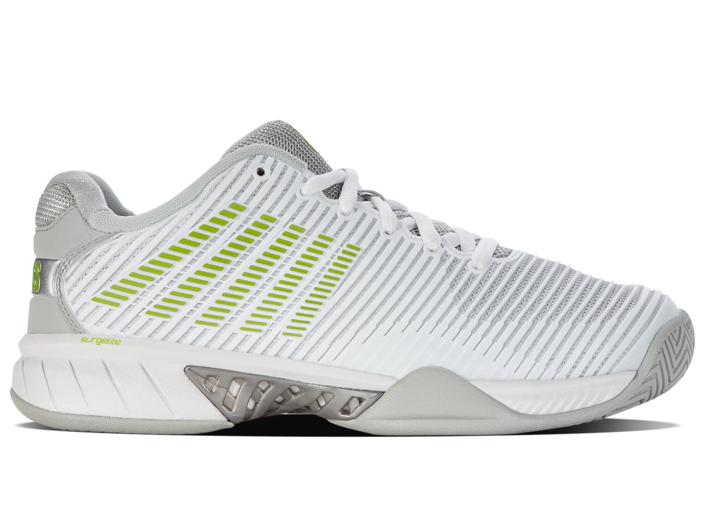 K.SWISS 96613-956-M | HYPERCOURT EXPRESS 2 | WHITE/GRAY VIOLET/LIME GREEN