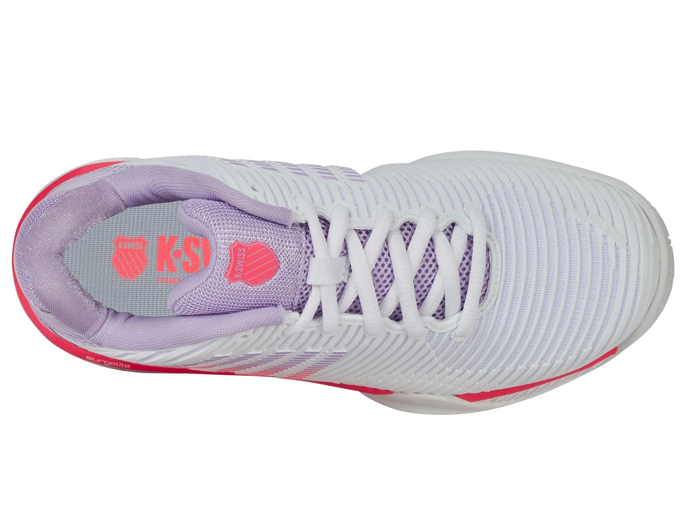 K.SWISS 96807-182-W | HYPERCOURT EXPRESS 2-WIDE | WHITE/ORCHID PETAL/NEON BLAZE