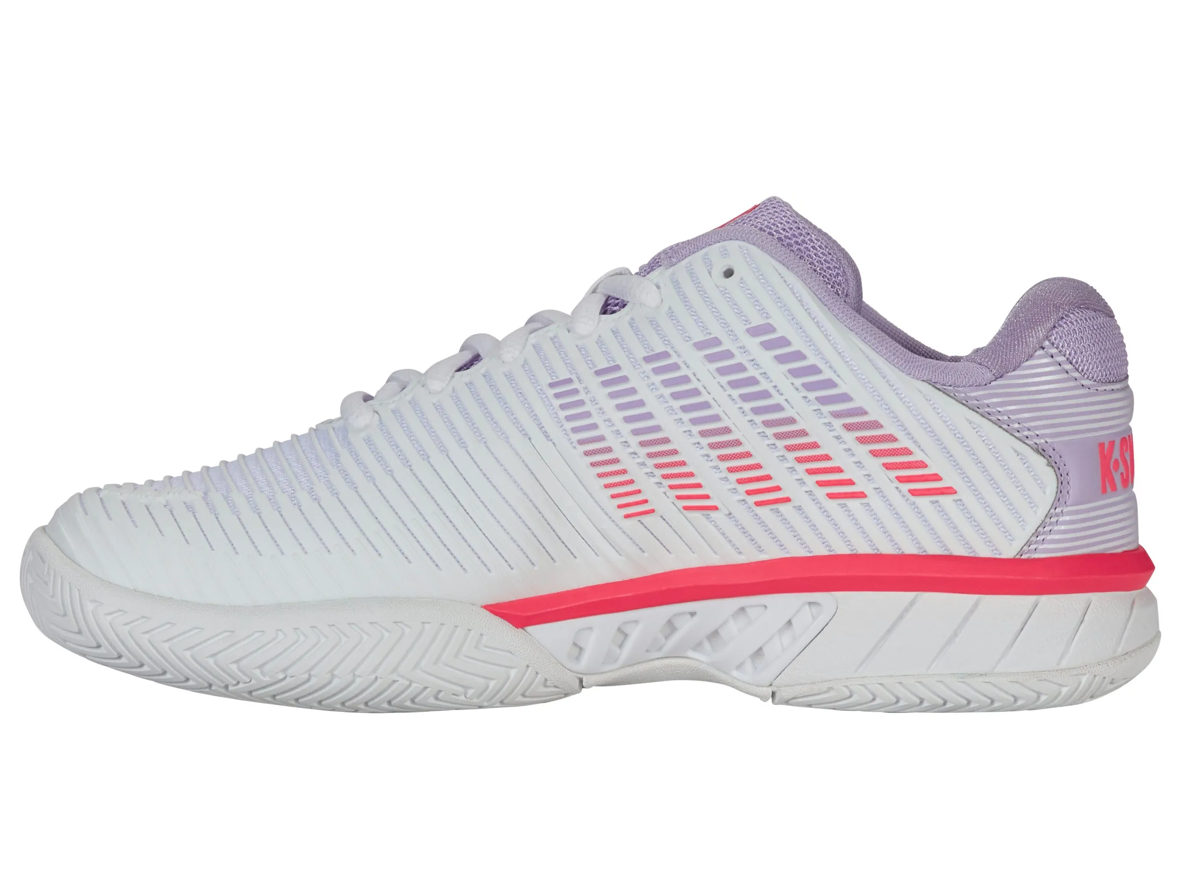 K.SWISS 96807-182-W | HYPERCOURT EXPRESS 2-WIDE | WHITE/ORCHID PETAL/NEON BLAZE