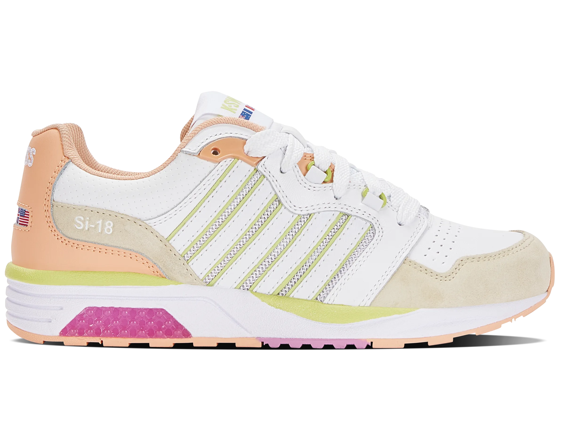 K.SWISS 97920-185-M | SI-18 RANNELL | WHITE/ALMOST APRICOT/DAQUIRI GREEN