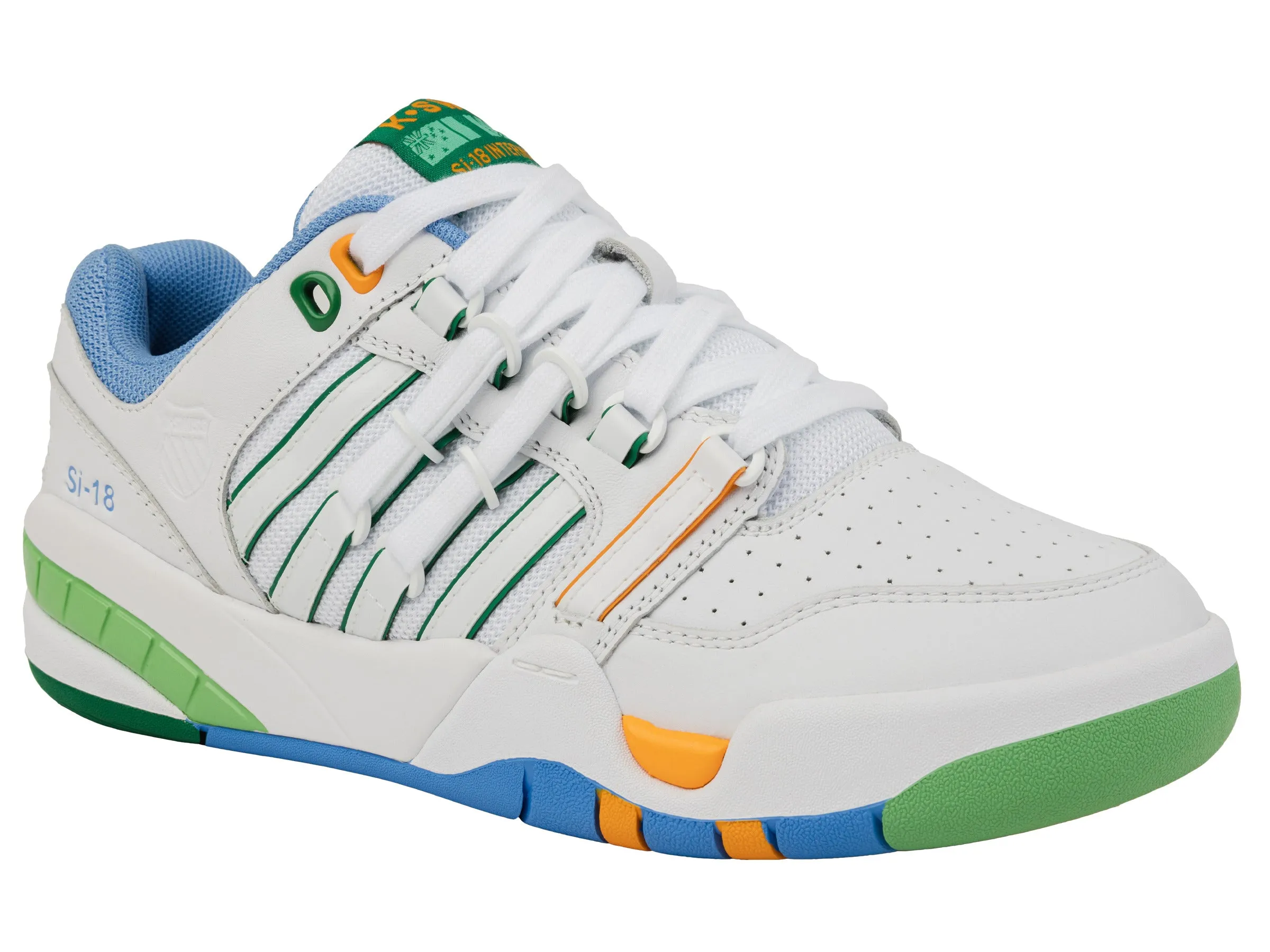 K.SWISS 99280-114-M | SI-18 | WHITE/LITTLE BOY BLUE/BRIGHT MARIGOLD/GREEN TABOUR