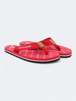 Men's Brand Logo Printed Slippers,Red