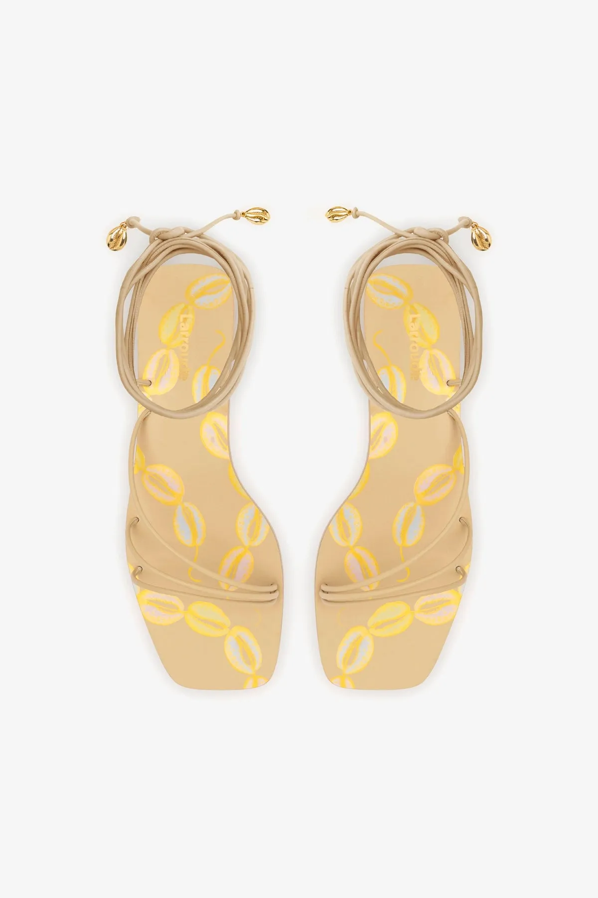 Nadia Flat Sandal In Beige Leather