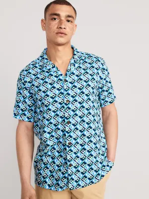 Short-Sleeve Printed Camp Shirt For Men
