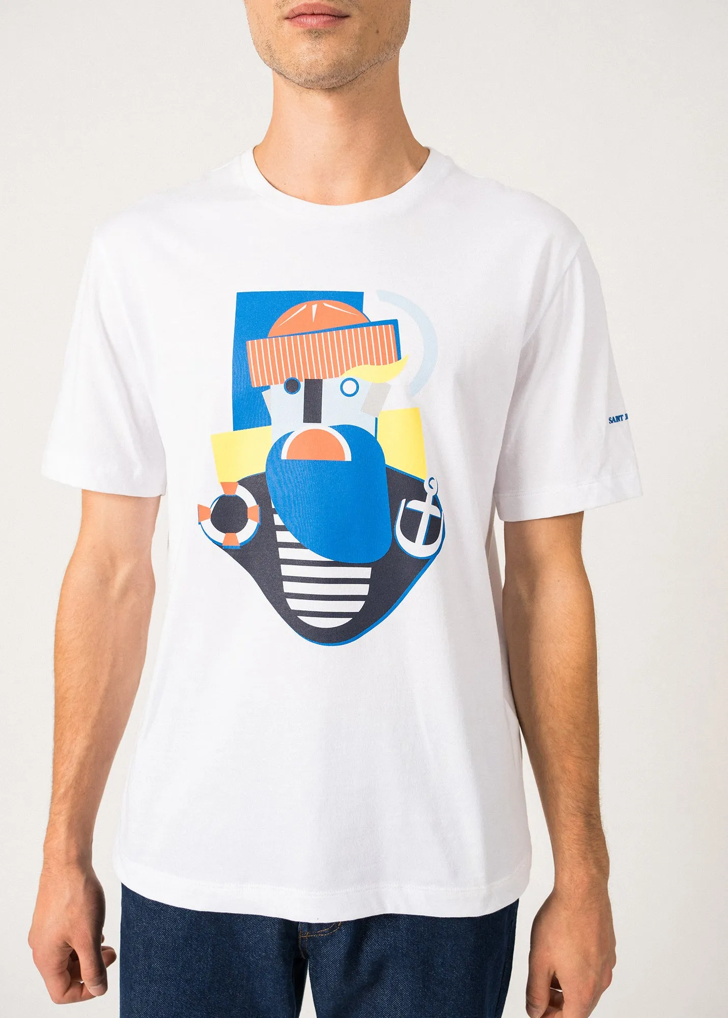 T-shirt marin Ben Graphic - en coton (BLANC/MULTICO)