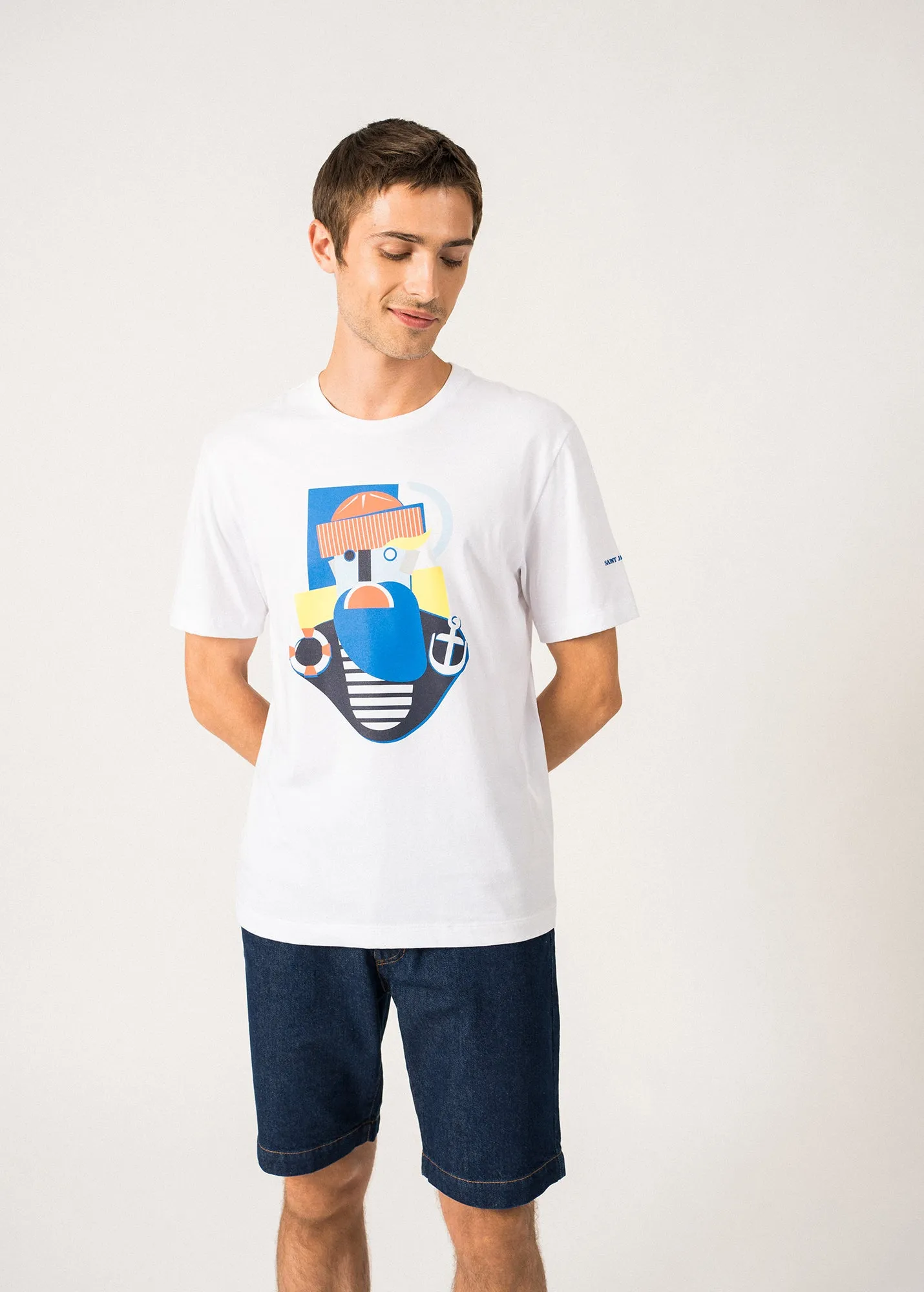 T-shirt marin Ben Graphic - en coton (BLANC/MULTICO)