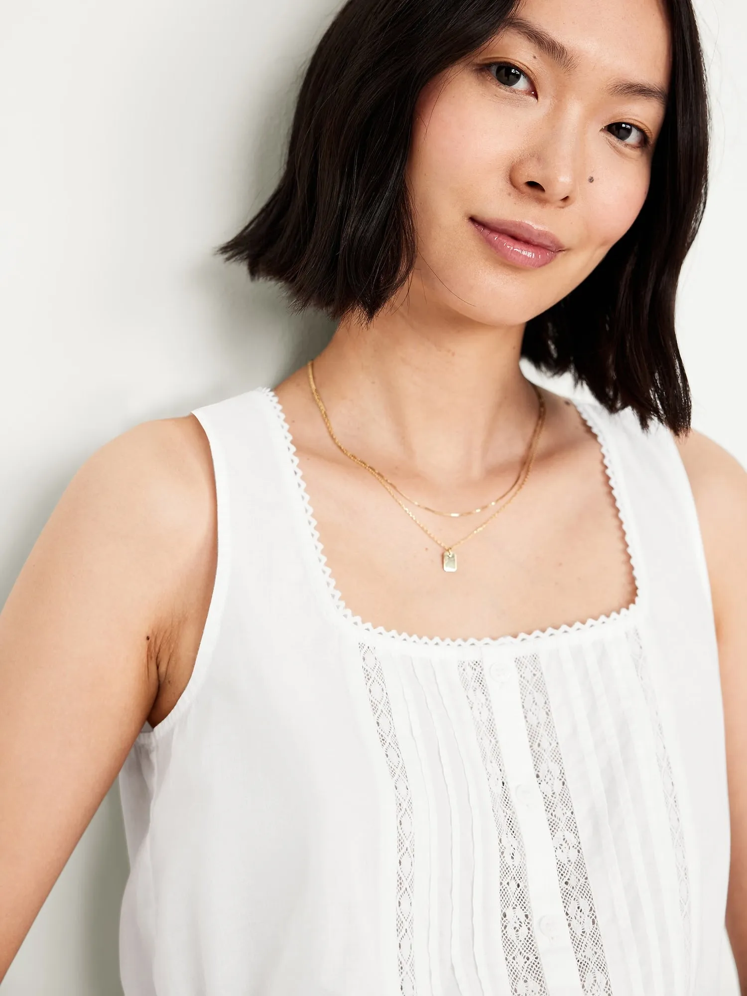 Tie-Waist Lace-Trim Top