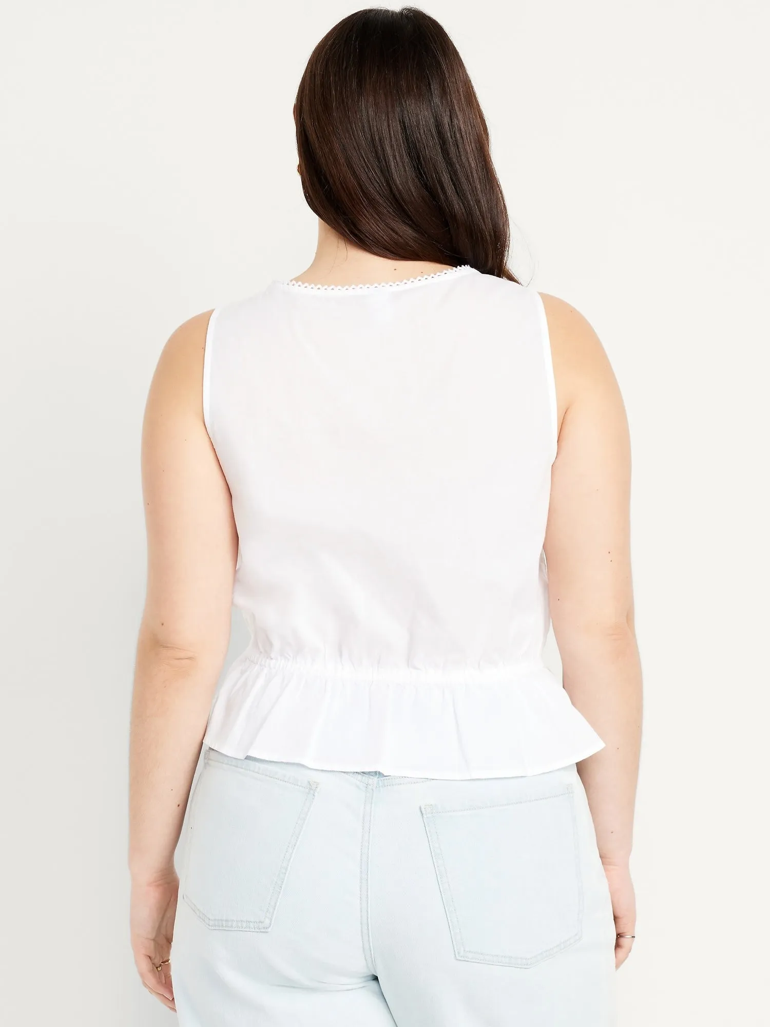 Tie-Waist Lace-Trim Top