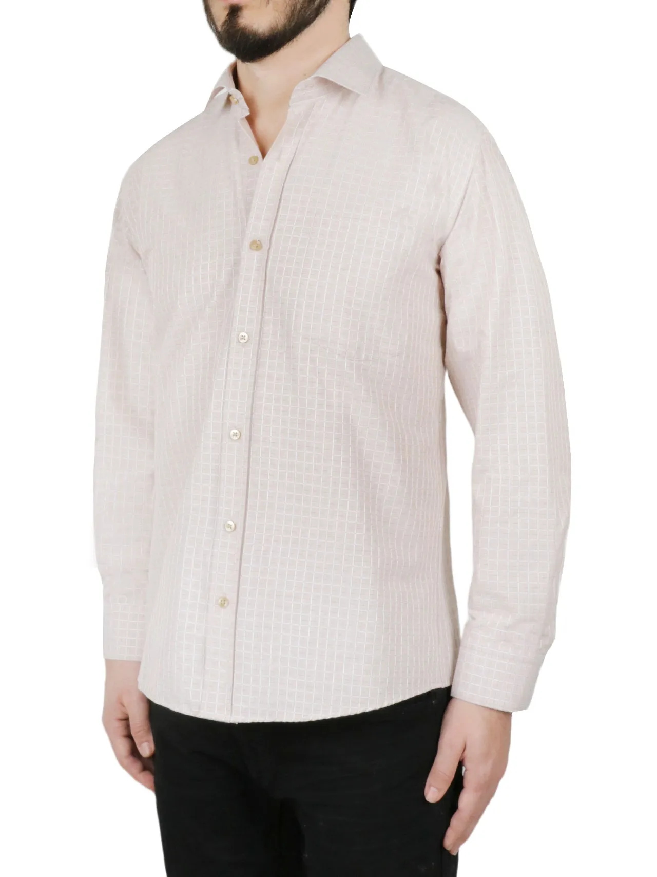 Top Rated Cream Windowpane Checkered Dress Shirt  Today Only!