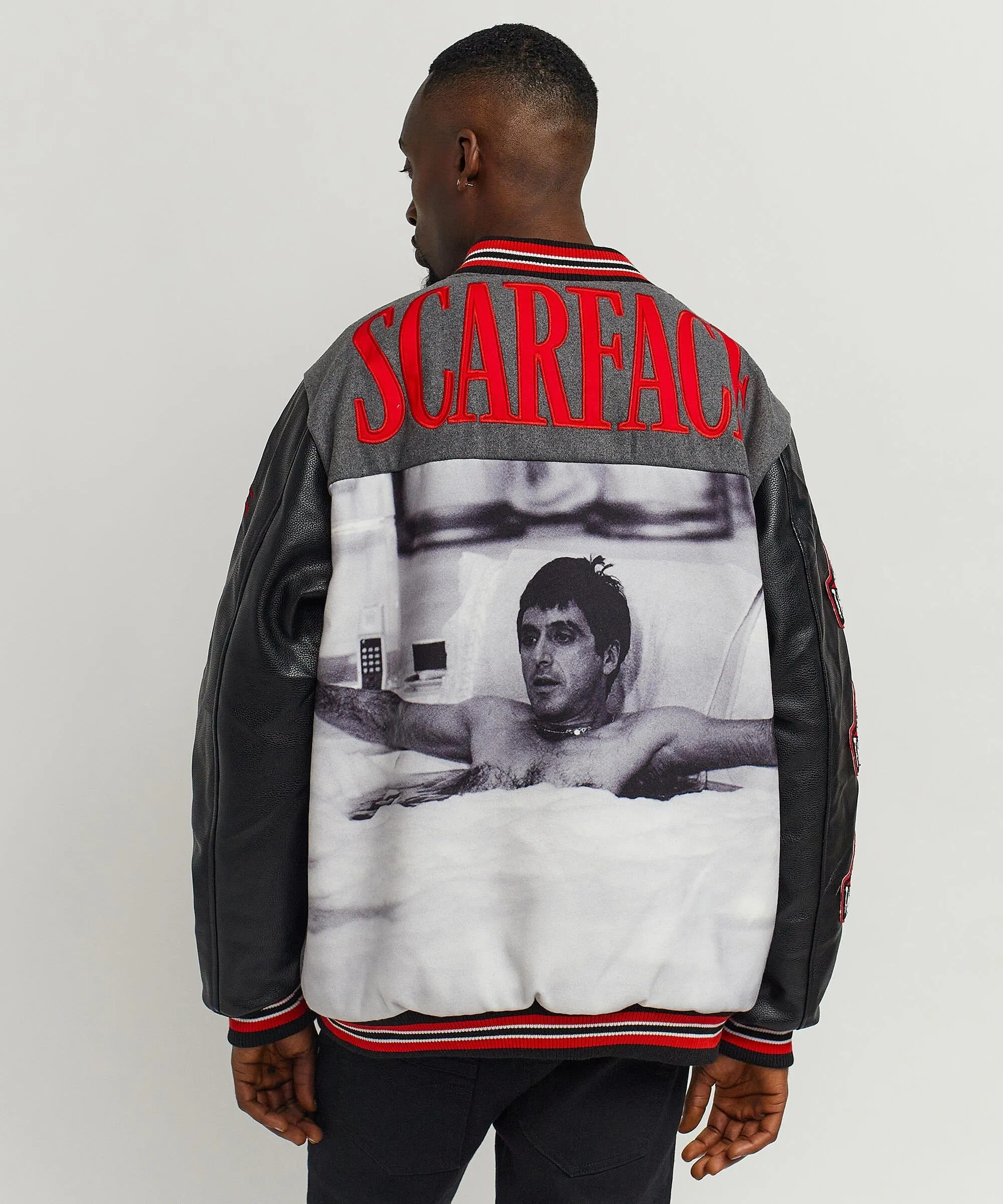 Top Rated Scarface the World Varsity Jacket - Black and Grey  Dont Miss Out!