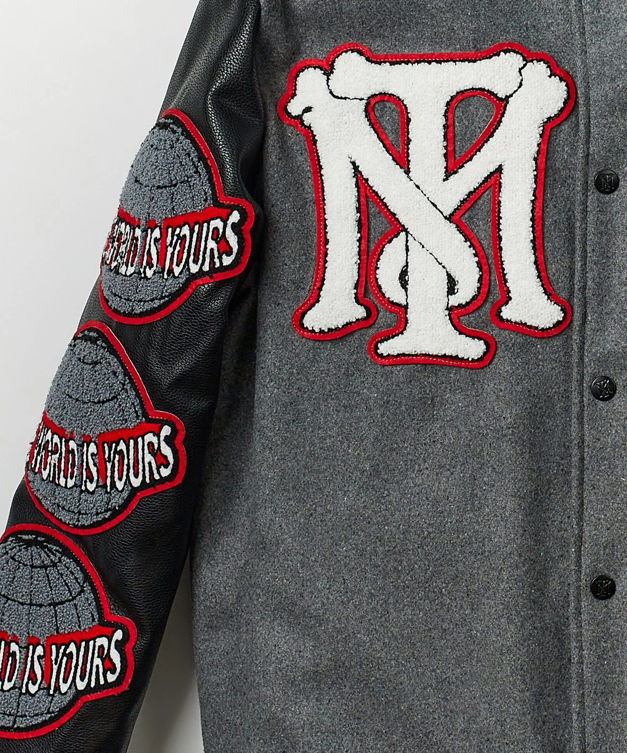 Top Rated Scarface the World Varsity Jacket - Black and Grey  Dont Miss Out!