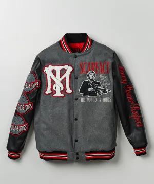 Top Rated Scarface the World Varsity Jacket - Black and Grey  Dont Miss Out!