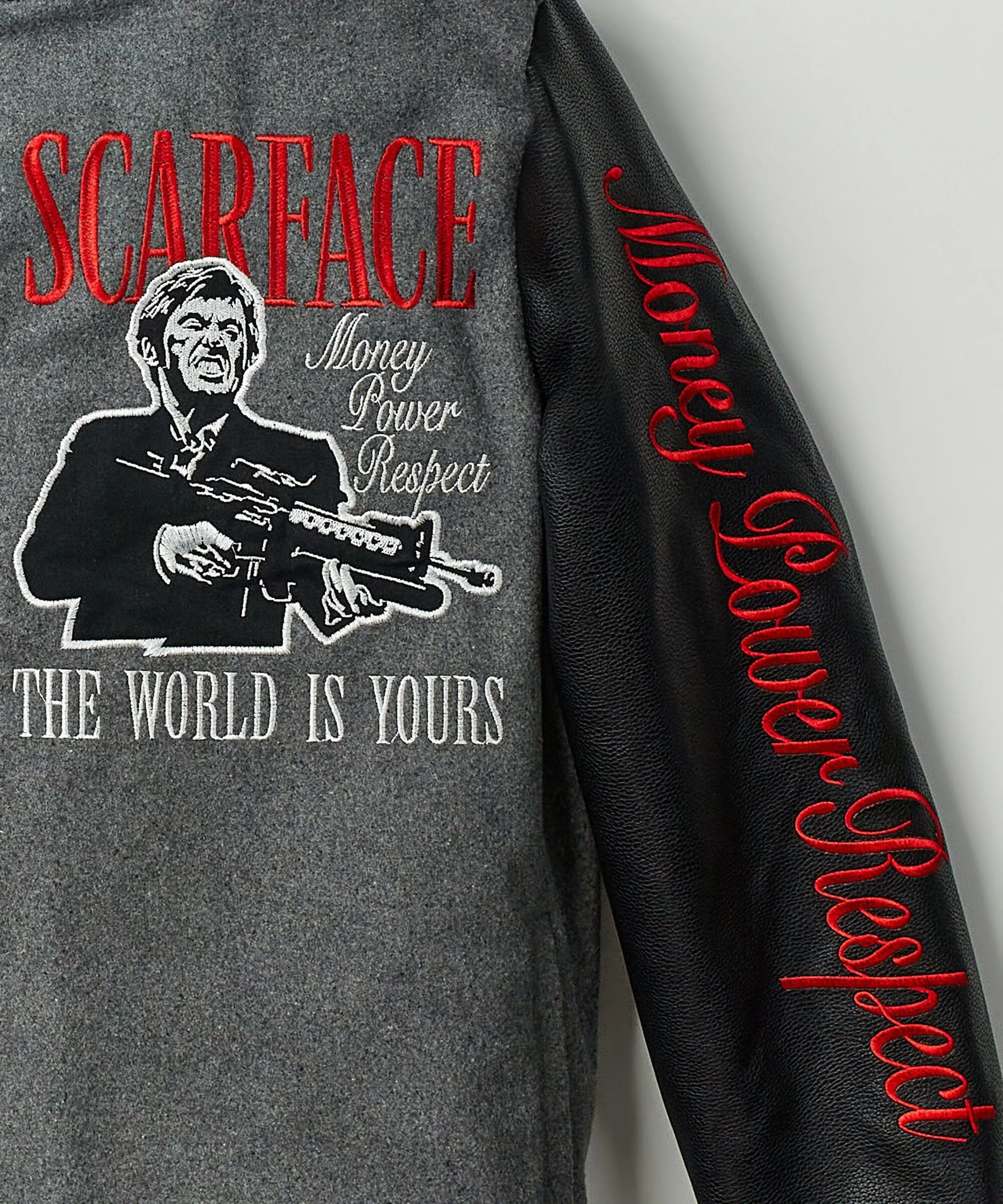 Top Rated Scarface the World Varsity Jacket - Black and Grey  Dont Miss Out!