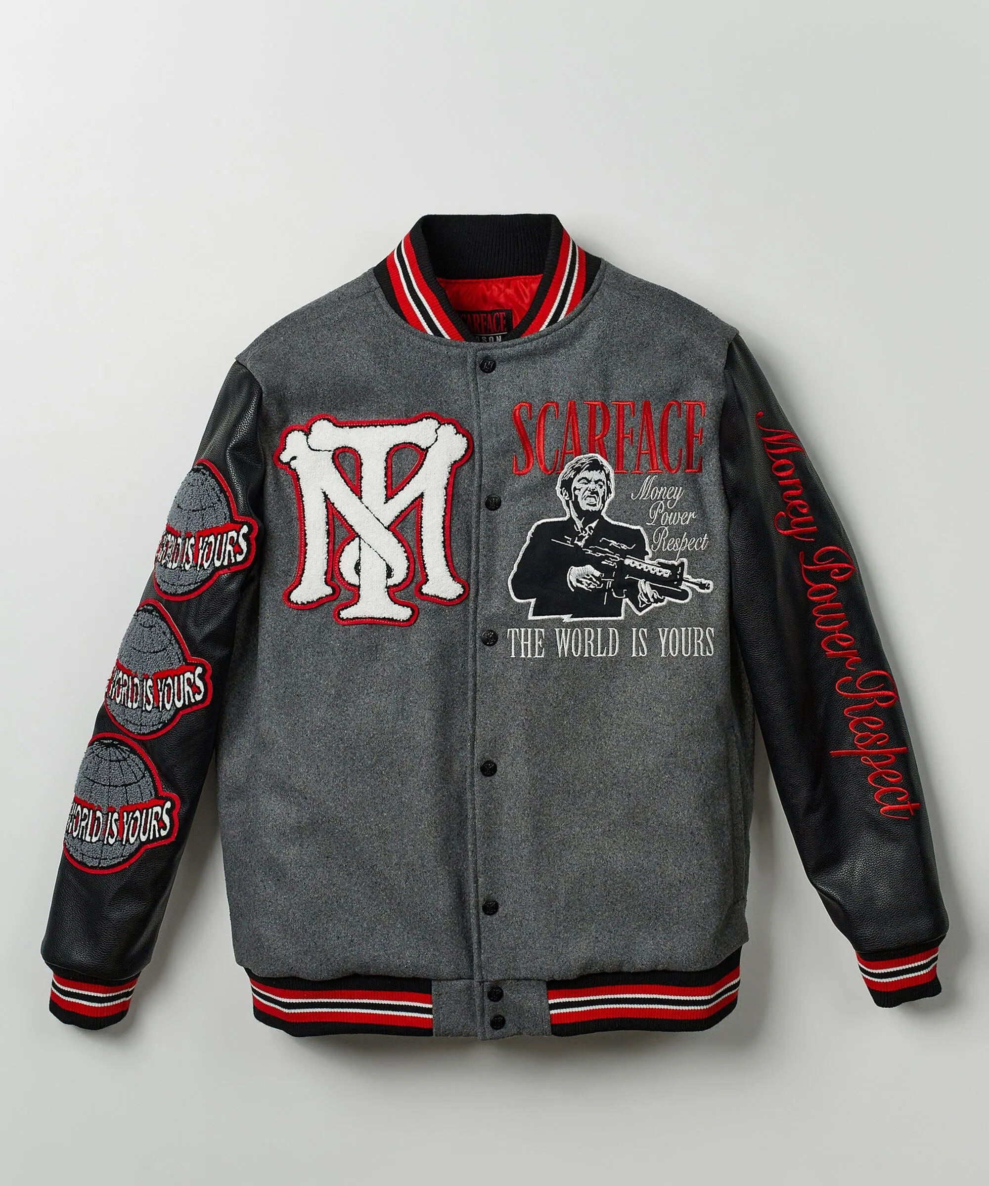 Top Rated Scarface the World Varsity Jacket - Black and Grey  Dont Miss Out!
