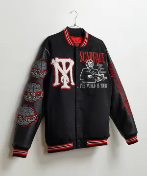 Trendy 2025 Scarface the World Varsity Jacket - Black  Almost Sold Out!