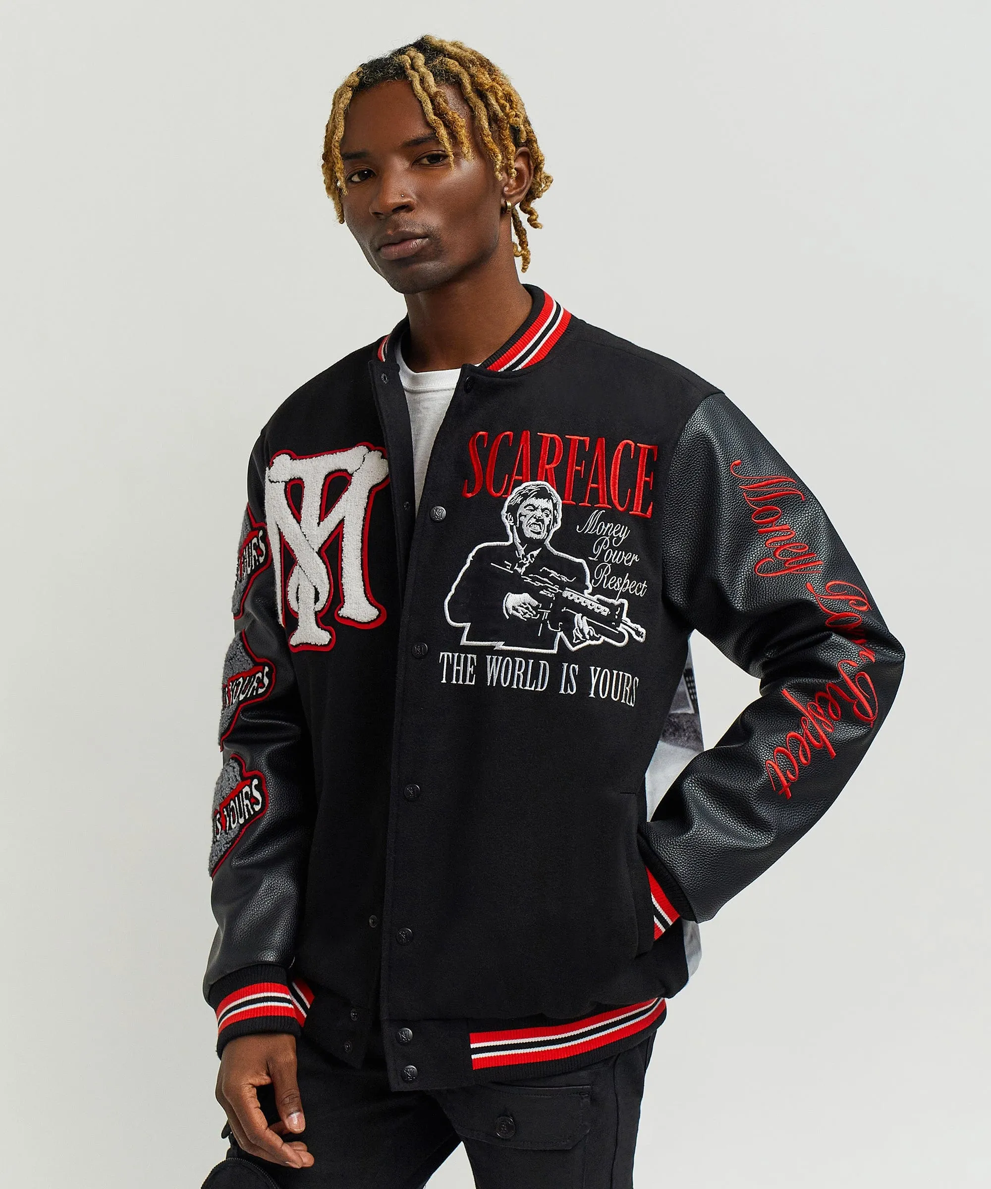 Trendy 2025 Scarface the World Varsity Jacket - Black  Almost Sold Out!