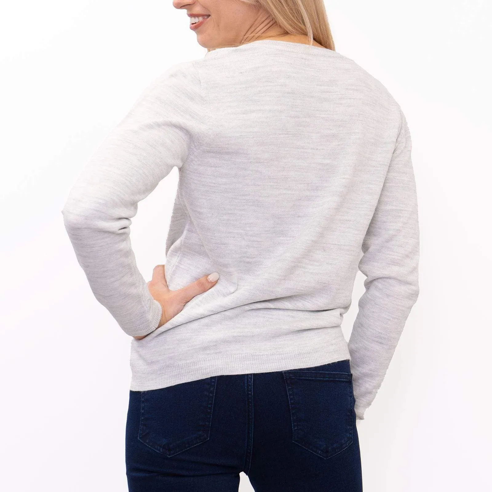 Wood Hill Grey Heart Print V-Neck Lightweight Jumper