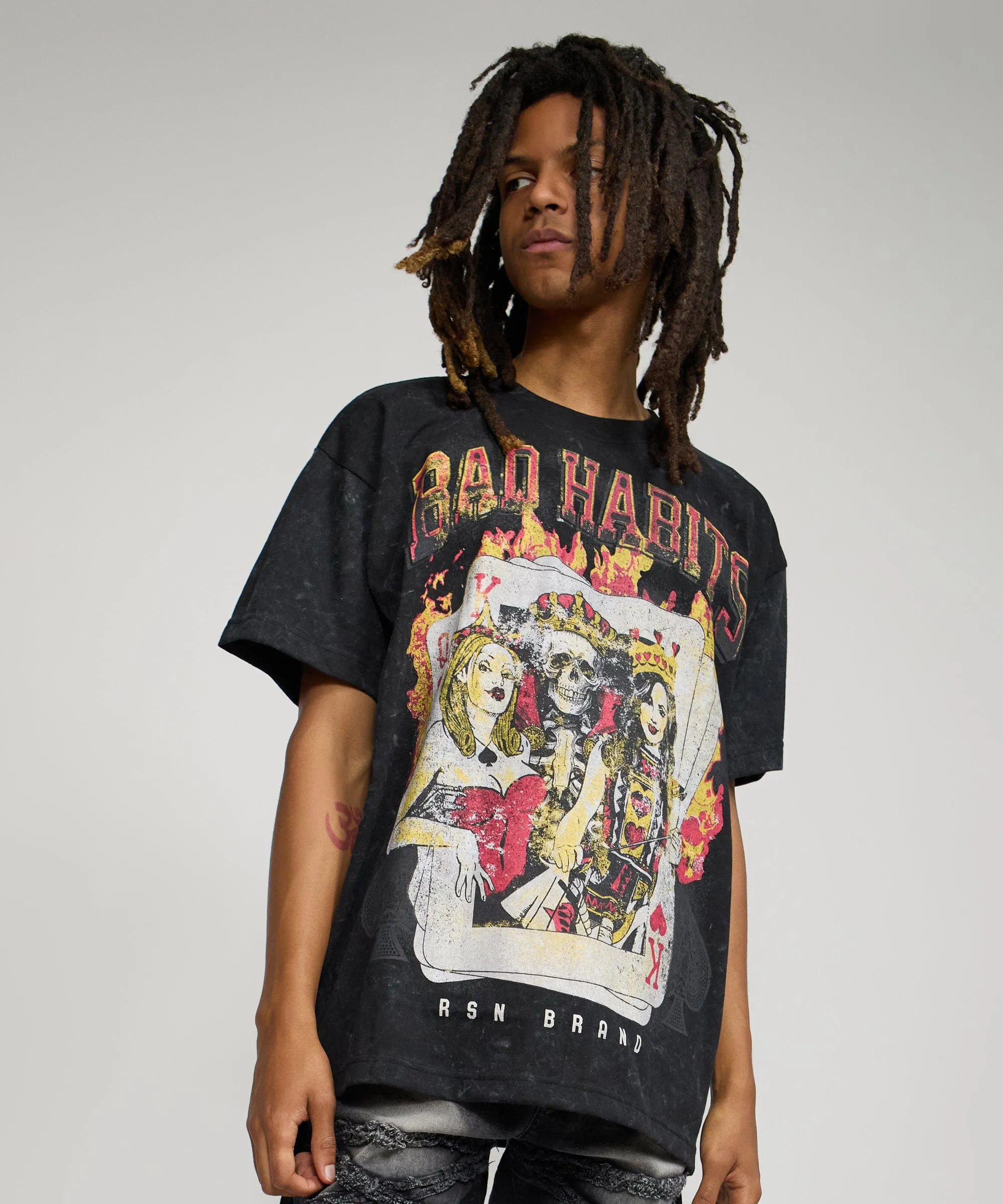 Worth Every Penny Bad Habits Washed Short Sleeve Tee - Black  Limited Availability!