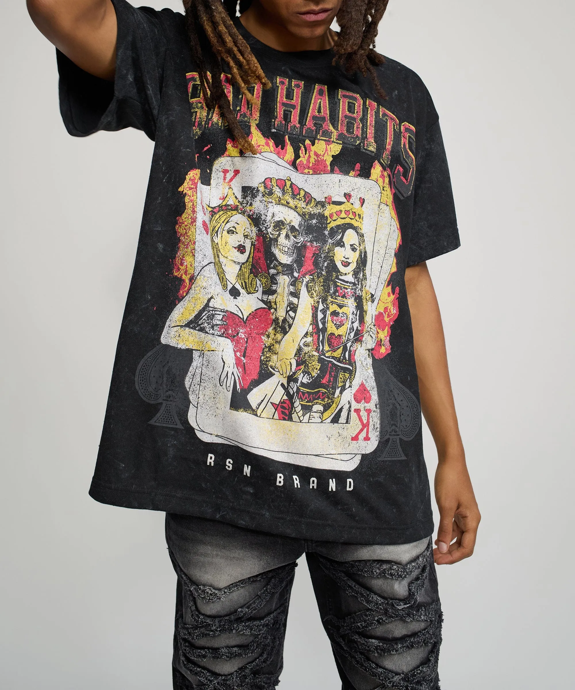Worth Every Penny Bad Habits Washed Short Sleeve Tee - Black  Limited Availability!